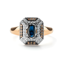 Кольцо 15831-170 1 Сапфир  Овал 0,583 6х4 2/2, 16 Бриллиант коньяк Круг 57 0,088 200-400 7/6А, 32 Бр