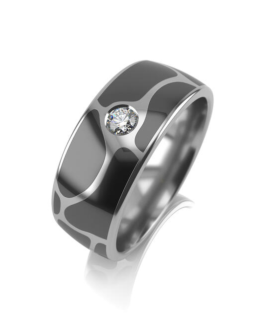 Кольцо из серебра с керамикой и фианитом