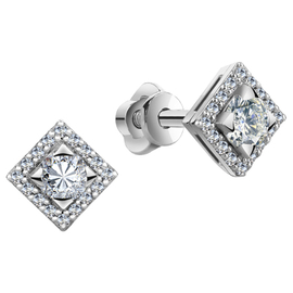 0254 Серьги с фианитом родированные серебро 925*