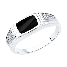 Кольцо из серебра с фианитами иэмалью