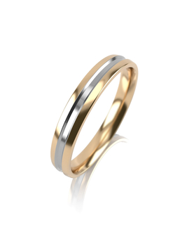 Кольцо обручальное из лимонного и белого золота