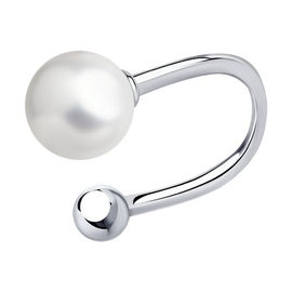 Моносерьга из серебра с жемчугом (синт.)