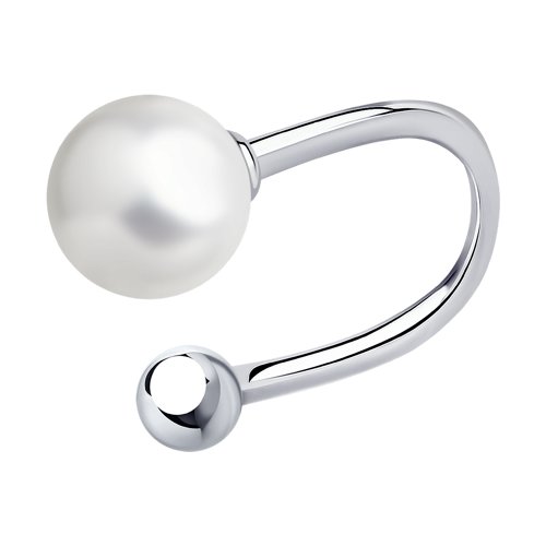 Моносерьга из серебра с жемчугом (синт.)