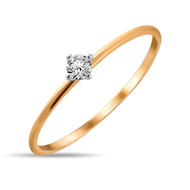 Кольцо помолвочное из красного золота с фианитом