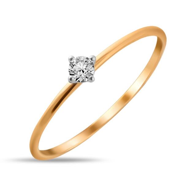 Кольцо помолвочное из красного золота с фианитом