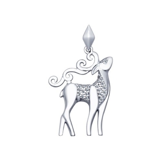 Подвеска "Благородный олень" из серебра с фианитами