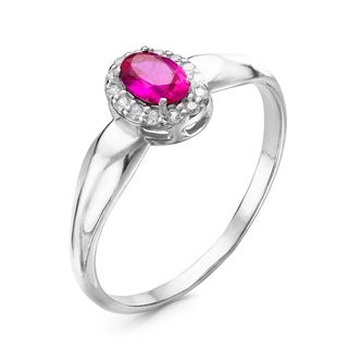 Кольцо из сереббра с фианитами и корундом (иск.)