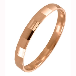 Кольцо обручальное из красного золота с алмазной гранью