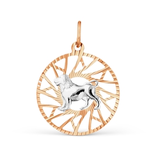 Подвеска "Знак зодиака Лев" из комбинированного золота с алмазной гранью