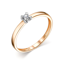 Кольцо помолвочное из красного золота с бриллиантом и частичным родированием