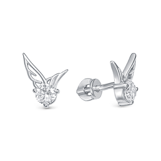 0337 Серьги с фианитом родированные серебро 925*