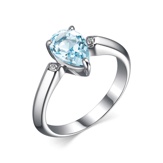 Кольцо из серебра с топазом и фианитами