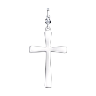 Подвеска-крест  из серебра с керамической вставкой и фианитом