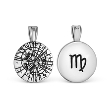 Подвеска-знак зодиака "Дева" из черненого серебра с фианитами