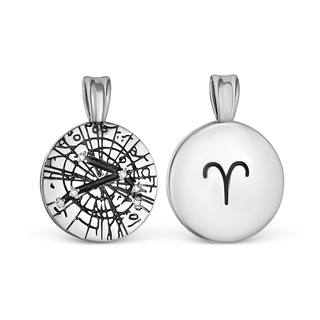 Подвеска-знак зодиака "Овен" из черненого серебра с фианитами