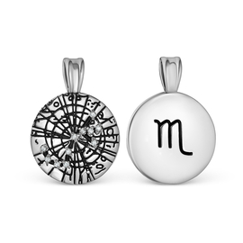 Подвеска-знак зодиака "Скорпион" из черненого серебра с фианитами