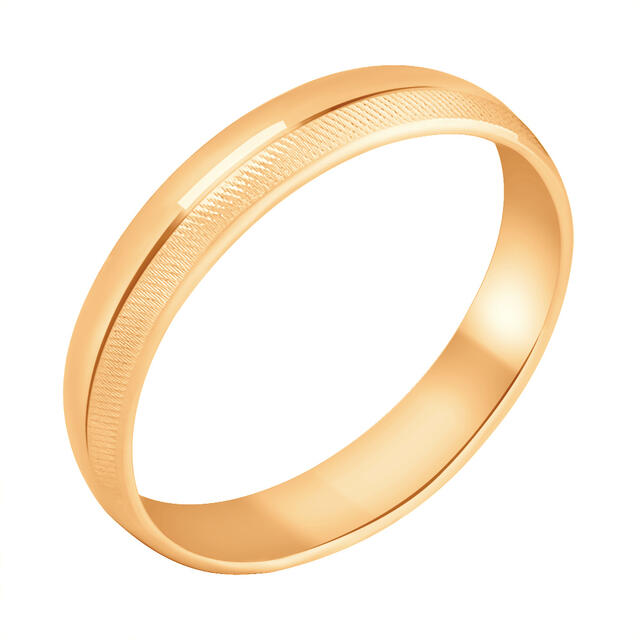 Кольцо обручальное из красного золота с алмазной гранью