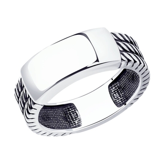 Кольцо из черненого серебра с алмазной гранью