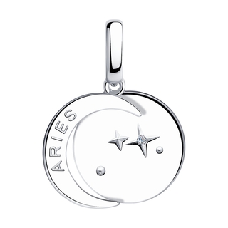 Подвеска-знак зодиака "Aries" (Овен) из серебра с фианитом