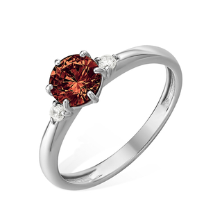 Кольцо помолвочное из серебра с фианитами