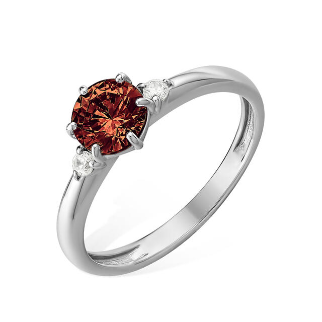 Кольцо помолвочное из серебра с фианитами