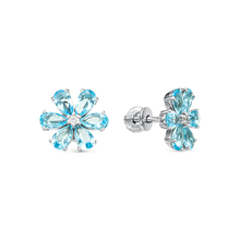 0476 Серьги с фианитом "топаз" родированные серебр