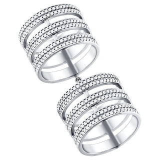 Кольцо на две фаланги из серебра с фианитами