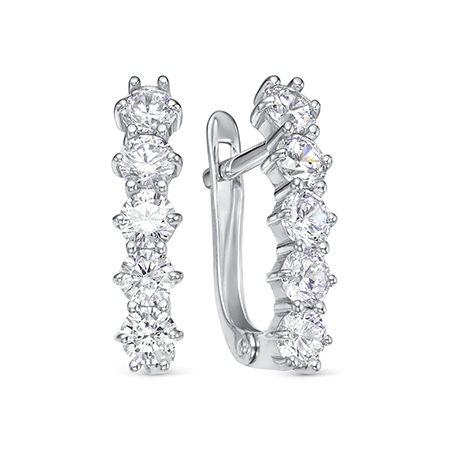 Серьги из серебра с фианитами