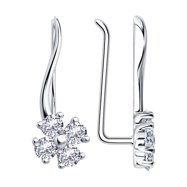 Серьги из серебра с фианитами