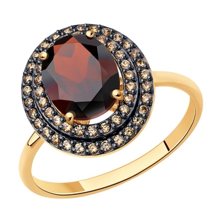 КольцоКольцо из золота с гранатом и фианитами