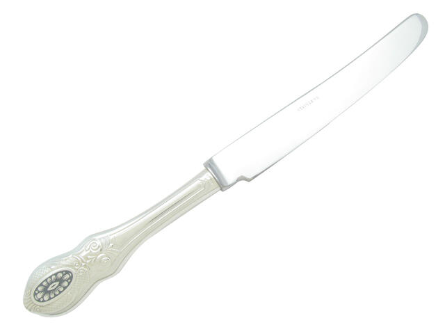 Нож столовый из серебра с чернением