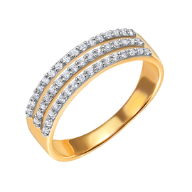 Кольцо из красного золота с фианитами