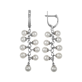 83289 Серьги жемчуг имит., фианит (серебро 925°)