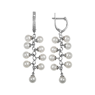 83289 Серьги жемчуг имит., фианит (серебро 925°)