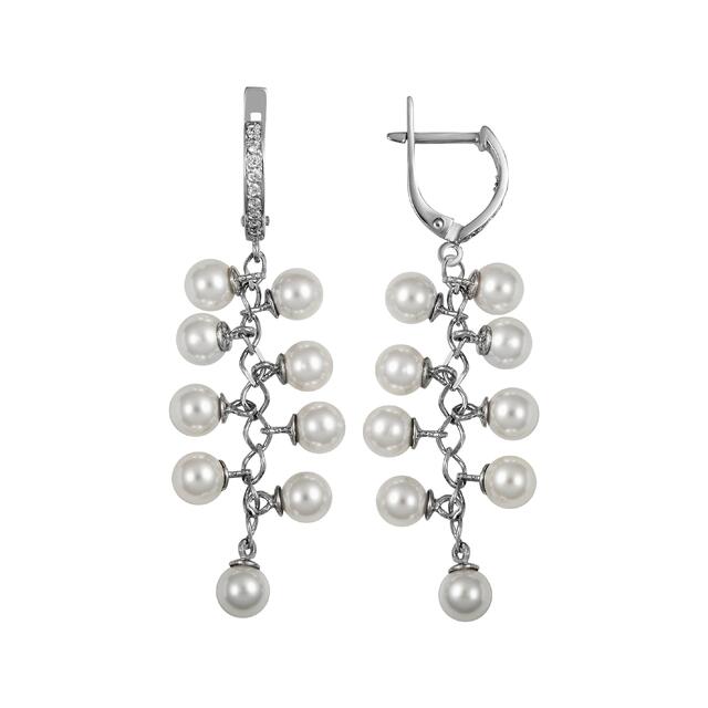 83289 Серьги жемчуг имит., фианит (серебро 925°)