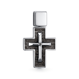 Крест из черненого серебра с черным бриллиантом