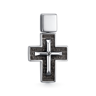 Крест из черненого серебра с черным бриллиантом