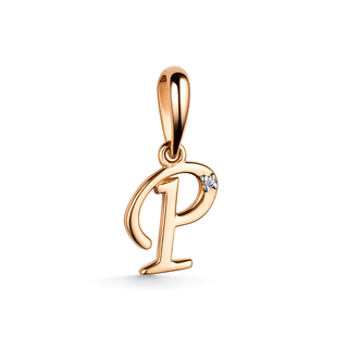 Подвеска-буква из красного золота с бриллиантом