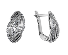 Серьги из серебра с черными фианитами