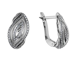 Серьги из серебра с черными фианитами
