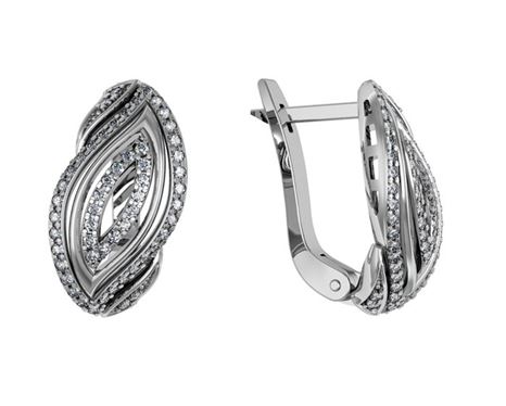 Серьги из серебра с черными фианитами