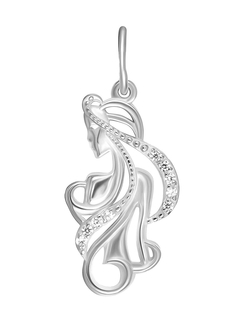 Подвеска "Знак зодиака Дева" из серебра с фианитами
