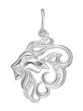 Подвеска "Знак зодиака Лев" из серебра с фианитами