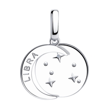 Подвеска-знак зодиака "Libra" (Весы) из серебра с фианитом