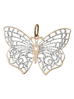 Подвеска "Мотылёк" из комбинированного золота  с алмазной гранью