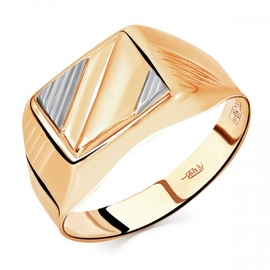 Печатка мужская из красного и белого золота