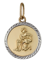 Подвеска "Знак зодиака Водолей" из комбинированного золота с алмазной гранью