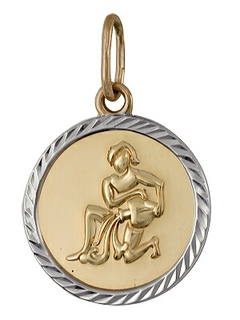 Подвеска "Знак зодиака Водолей" из комбинированного золота с алмазной гранью