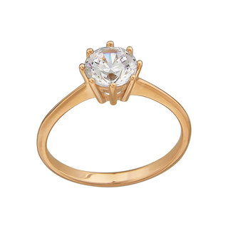 Кольцо помолвочное из красного золота с фианитом Сваровски