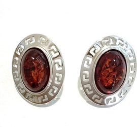 Серьги из серебра с янтарем